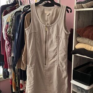 Michael Kors Taupe Sleeveless Midi Dress
